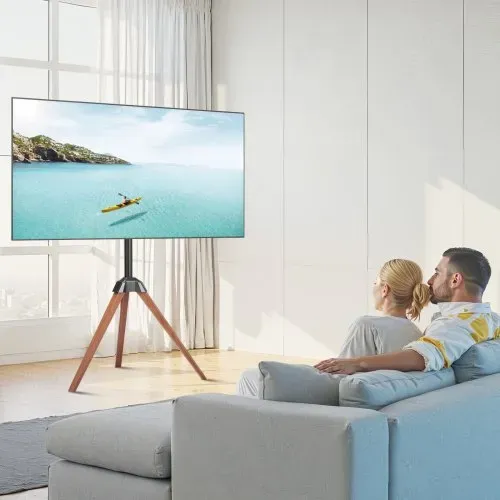 VEVOR TV-Ständer mit Stativ-Staffelei für 1016-1651 mm flach & Curved-TVs bis zu 45 kg, 18° Links-Rechts-Drehung, tragbarer Fernsehständer mit Beinen aus Holz für Schlafzimmer Wohnzimmer Studio – Bild 7