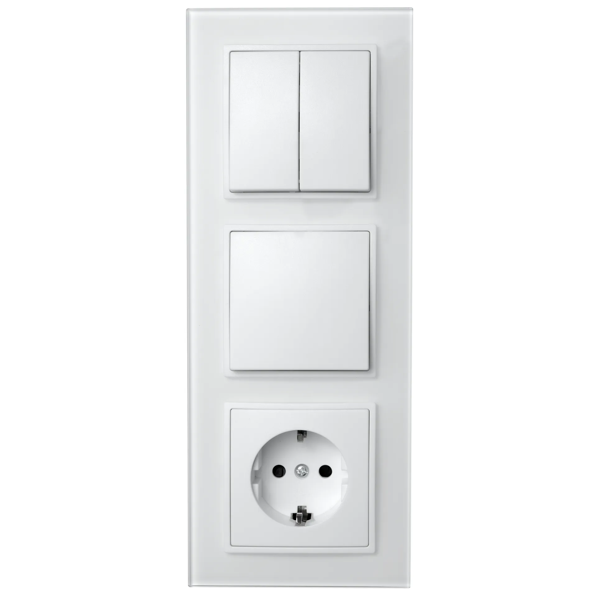 Schalter und Steckdosen Set McPower Flair “Tür 3-fach-Style“ weiß + Glasrahmen Schalter und Steckdosen Set McPower Flair “Tür 3-fach-Style“ weiß + Glasrahmen