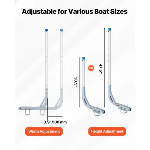 VEVOR Bootsanhängerführung 775 mm / 1205 mm, 0-10 cm Einstellbare Breite, Anhängerführung aus Hochfestem Stahl mit PVC-Rohren, Passend für Skiboote Kompakte Fischerboote Kleine Segelboote – Bild 2