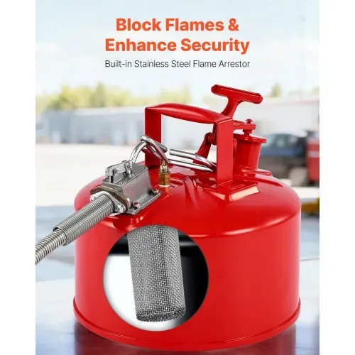 VEVOR Sicherheitskanister, 9,5 L, Typ II, Sicherheitsbehälter mit Flammensperre, selbstschließendem Deckel und flexiblem Metallausguss, Lagerbehälter zur
Aufbewahrung für brennbare Stoffe, Rot – Bild 5