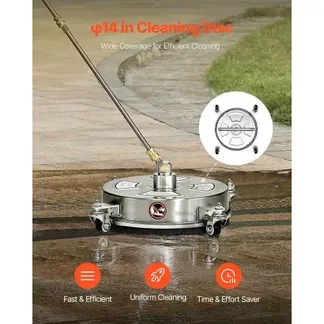 VEVOR 325 mm Hochdruckreiniger, Oberflächenreiniger, Flächenreiniger aus Edelstahl mit 4 Rädern, max. 4000 PSI, 6,35 mm Schnellanschluss, 2 Sprühdüsen, 2 verlängerte Stäbe für Beton, Terrasse, Deck VEVOR 325 mm Hochdruckreiniger, Oberflächenreiniger, Flächenreiniger aus Edelstahl mit 4 Rädern, max. 4000 PSI, 6,35 mm Schnellanschluss, 2 Sprühdüsen, 2 verlängerte Stäbe für Beton, Terrasse, Deck