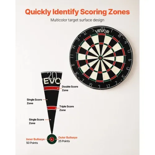 VEVOR Dartscheibe, mit 6 Dartpfeilen & Punktezähler, selbstheilendes Dartboard aus Sisalfasern mit klammerfreiem Bullseye & drehbarem Zahlenring, für Partys & Spielzimmer zu Hause – Bild 5