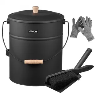 VEVOR Ascheeimer mit Deckel, 4 tlg. Set, inkl. Kohleeimer Schaufel, Besen & Handschuhen, Kaminkohleeimer & Aschedose aus Metall, 15 L Fassungsvermögen für Kamine, Feuerstellen, Holzöfen VEVOR Ascheeimer mit Deckel, 4 tlg. Set, inkl. Kohleeimer Schaufel, Besen & Handschuhen, Kaminkohleeimer & Aschedose aus Metall, 15 L Fassungsvermögen für Kamine, Feuerstellen, Holzöfen