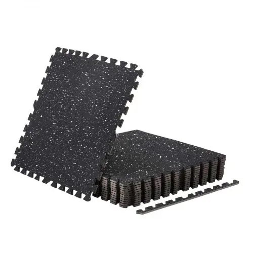 VEVOR 12 x Puzzlematte Bodenschutzmatte 610 x 610 x 10 mm, Hochdichte EVA-Schaumstoffmatte, Ineinandergreifende Fitnessmatte Gymnastikmatte Sportmatte, Trainingsmatte (Schwarz) mit Weißen Punkten – Bild 9
