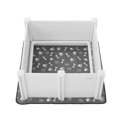 VEVOR Wurfkiste für Hunde, 98x98x46cm, Welpenlaufstall aus Kunststoff-PVC mit höhenverstellbarer Tür & waschbarer Pipi-Unterlage, verformungssicherer Welpenkiste für mittelgroße Hunde, milchweiß – Bild 8