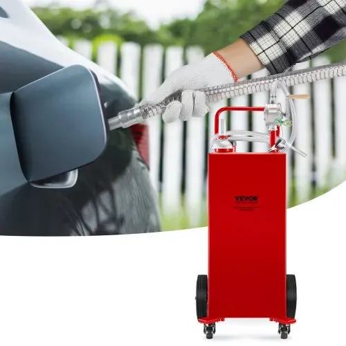 VEVOR Fuel Caddy Kraftstoffspeichertank 132 L 4 Räder mit manueller Pumpe, Rot – Bild 7