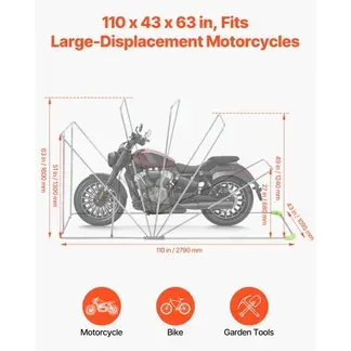 VEVOR Motorrad Zeltgarage, Motorrad Abdeckplane 2790x1095x1600 mm, Motorradgarage mit Sicherheitsschloss, 600D Oxford-Klappzelt, Allwetter-Motorradabdeckung mit Belüftungsfenstern, Schwarz VEVOR Motorrad Zeltgarage, Motorrad Abdeckplane 2790x1095x1600 mm, Motorradgarage mit Sicherheitsschloss, 600D Oxford-Klappzelt, Allwetter-Motorradabdeckung mit Belüftungsfenstern, Schwarz