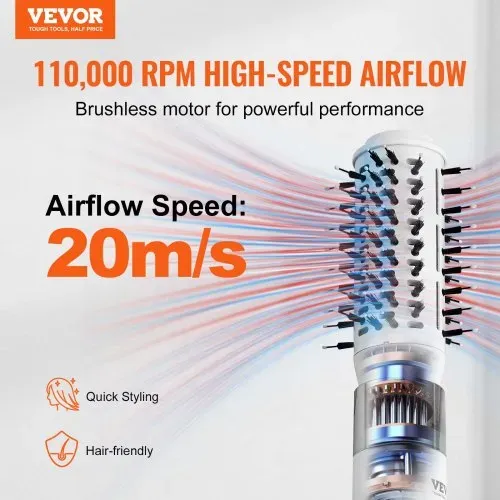 VEVOR Haartrockner, Ionen-Haartrocknerbürste, 110.000 U/min Airstyler mit Oval- & Paddelbürste, 4 Temperatur- & 3-Geschwindigkeits-Föhnbürsten-Styling-Tool für Trocknen, Volumengebendes Glätten VEVOR Haartrockner, Ionen-Haartrocknerbürste, 110.000 U/min Airstyler mit Oval- & Paddelbürste, 4 Temperatur- & 3-Geschwindigkeits-Föhnbürsten-Styling-Tool für Trocknen, Volumengebendes Glätten