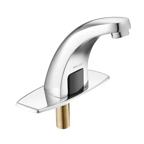 VEVOR berührungsloser Waschtischhahn (verchromtes Silber) Badezimmer, automatische Waschtischarmatur (Nur kaltes Wasser), batteriebetriebener Wasserhahn Toilettenhahn mit Lochabdeckung G233 – Bild 8