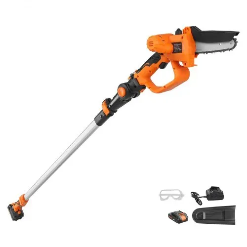 VEVOR Mini Kettensäge mit Akku 20V 2Ah Bürstenloser Motor 2 in 1 Akku-Hochentaster 22000U/min Kettensäge Elektro, Teleskop Heckenschere Astsäge mit Teleskopstiel Auszugslänge bis 2,43m – Bild 8