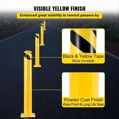 VEVOR Zwei 122 cm Parkplatz-Sicherheitspoller Parkschrankenpfosten, 20 x 20 cm Parkbarriere Parkpfosten, Parkpfosten Verkehrsstraßenröhre Stange, Geeignet für Innen- und Außenbereiche, Parkplätze – Bild 3