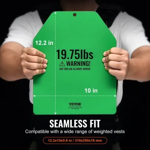 VEVOR Gewichtsplatten für Gewichtswesten 17,8 kg Set (2 x 8,9 kg), Flache Gewichtswestenplatten für WODs & Funktionelles Training, Ergonomisches Zusatzgewicht für Krafttraining, Laufen & Fitness, Grün – Bild 2