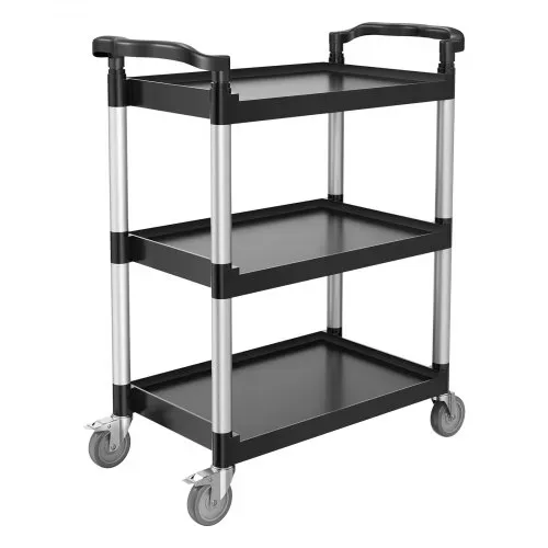 VEVOR Universalwagen, 136 kg, 3-stufiger Universalwagen aus Kunststoff mit 360° Schwenkrädern (2 mit Bremse), 880x410x990 mm großer Servierwagen für Lager, Büro, Zuhause, Restaurant, Küche – Bild 9