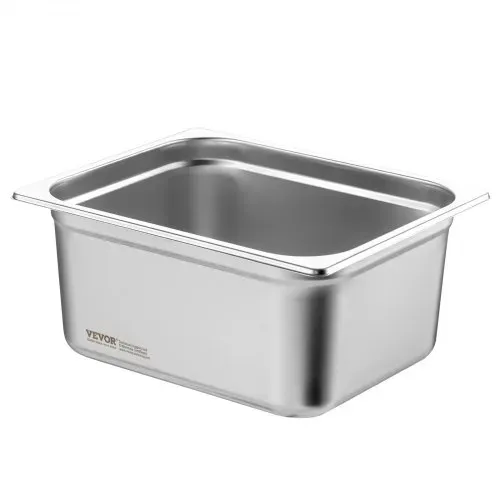 VEVOR 1/2-Größe 1/2 Gastronormbehälter, Edelstahl Behälter 6 Stk. 325 x 266 x 148 mm Speisebehälter, kommerzieller Dampfpfanne Warmhaltebehälter, Hotelpfanne Tisch Food Pan Buffet – Bild 9