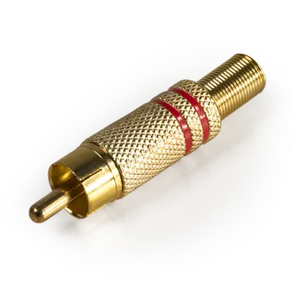 Cinch-Stecker HOLLYWOOD vergoldet mit Knickschutz, rot Cinch-Stecker HOLLYWOOD vergoldet mit Knickschutz, rot