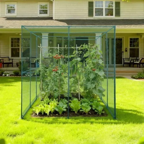VEVOR Pflanzenschutzzelt, 2900x1940x1940 mm Pflanzenschutznetz, Tür mit Reißverschluss, windbeständiger, Pflanzenkäfig Gewächshaus für Hochbeete im Freien, Garten, Terrasse & Rasen – Bild 7