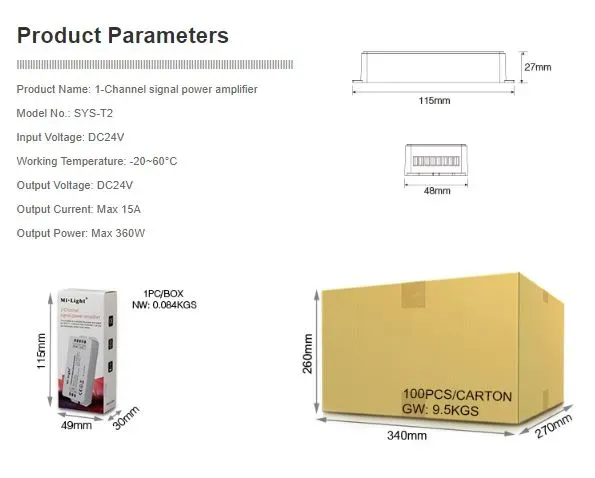 MiBoxer SYS-T2 LED Subordinate Controller 1-Channel Amplifier – Bild 2