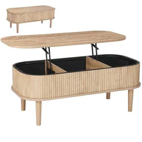 VEVOR Couchtisch Höhenverstellbar 1000x480x405-545 mm, Wohnzimmertisch mit Stauraum, Ausziehbarer Kaffeetisch im Mid-Century-Stil aus MDF, Hubtischplatte für Zuhause & Büro, Naturholz VEVOR Couchtisch Höhenverstellbar 1000x480x405-545 mm, Wohnzimmertisch mit Stauraum, Ausziehbarer Kaffeetisch im Mid-Century-Stil aus MDF, Hubtischplatte für Zuhause & Büro, Naturholz