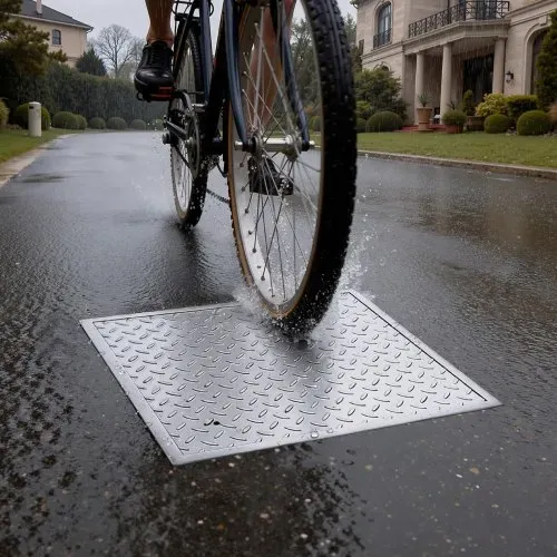 VEVOR Schachtabdeckung mit Rahmen 60 x 60 cm, Quadratischer Schachtdeckel Klärgrubendeckel, Hochbelastbarer Rutschfester Gullydeckel aus Kohlenstoffstahl für Abflussrinne, für Gehwege Gärten Höfe – Bild 7