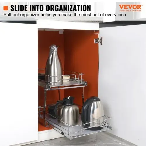 VEVOR Ausziehbares Gewürzregal Doppelkorb Spülschrankregal Küchenschrank, Schiebeschublade Waschbecken Gewürzregal Schrank Organizer Unterschrankregal 385x569x483 mm (Einbaumaße) VEVOR Ausziehbares Gewürzregal Doppelkorb Spülschrankregal Küchenschrank, Schiebeschublade Waschbecken Gewürzregal Schrank Organizer Unterschrankregal 385x569x483 mm (Einbaumaße)