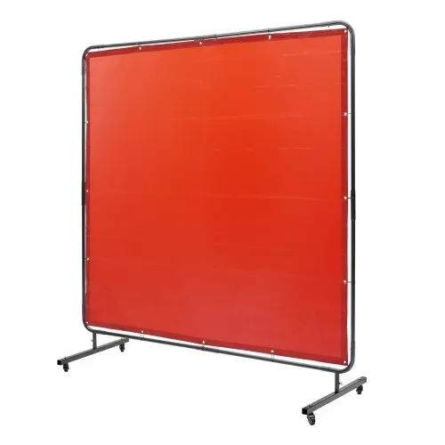 VEVOR Schweißvorhang 1,8 x 1,8 m Schweißschutzvorhang aus Flammhemmendem Vinyl Schweißschutzwand mit 4 Schwenkrädern und einem 6-stufigen UV-Schutz Schweißerdecke Schweißschutz Rot – Bild 10