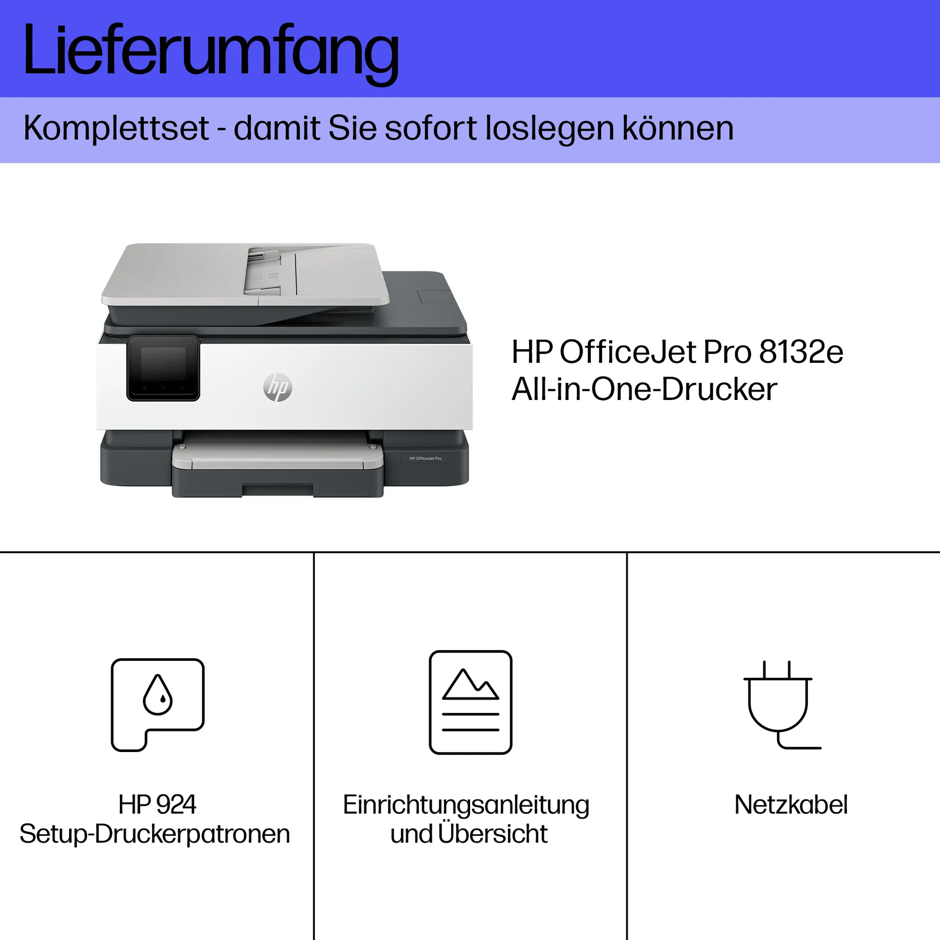 HP OfficeJet Pro 8132e Wireless All-in-One Farbe Drucker, Instant Ink; Beidseitiger Druck – Bild 5
