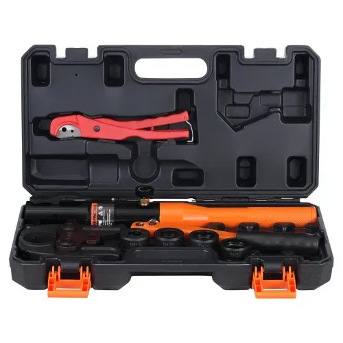 VEVOR Hydraulisches Rohr-Crimpwerkzeug für Kupferrohrverbindungen, Presszange mit TH16, TH20, TH26, TH32 Schnellwechselbacken, 360° drehbares Pressset für T-Verbindungsstücke auf engstem Raum, hydraulisch angetrieben – Bild 9