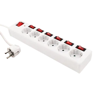 Steckdosenleiste McPower, 6-fach mit Einzelschaltung, Überspannungsschutz, weiß Steckdosenleiste McPower, 6-fach mit Einzelschaltung, Überspannungsschutz, weiß
