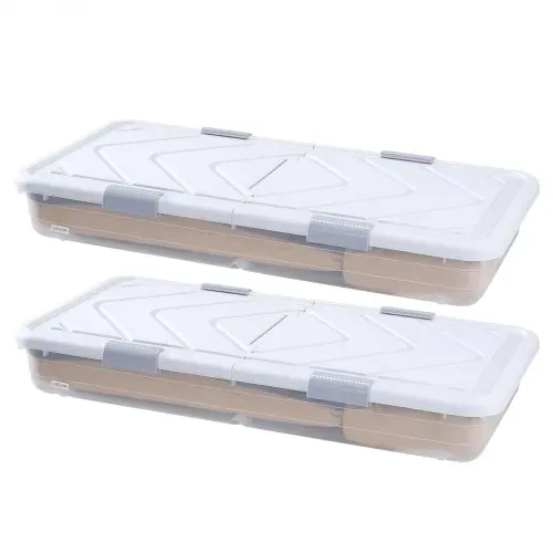 VEVOR Unterbettkommode Unterbettaufbewahrungsbox 2 Stk. Rollbar (101 x 51 x 15 cm) Unterbettbehälter mit Deckel &
grauem Riegel, Aufbewahrungsbox Organizer für Kleidung Schuhe Decken Schlafzimmer – Bild 8