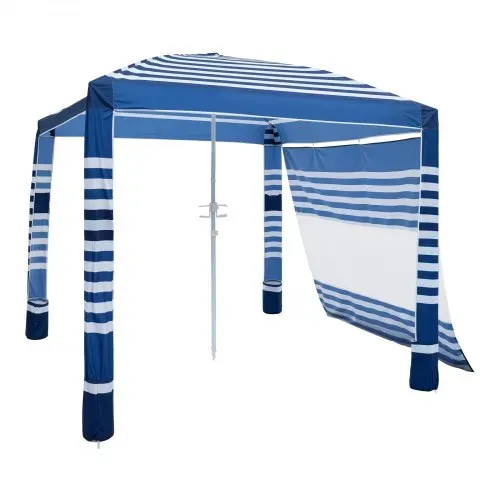 VEVOR Strand-Cabana, 2,4 x 2,4 m Strandüberdachung mit Seitenwand, UPF 50+ Sonnenschutz, Cabana mit Sandsäcken, höhenverstellbarer & tragbarer Sonnenschutz für Familie, marineblaue Streifen – Bild 8