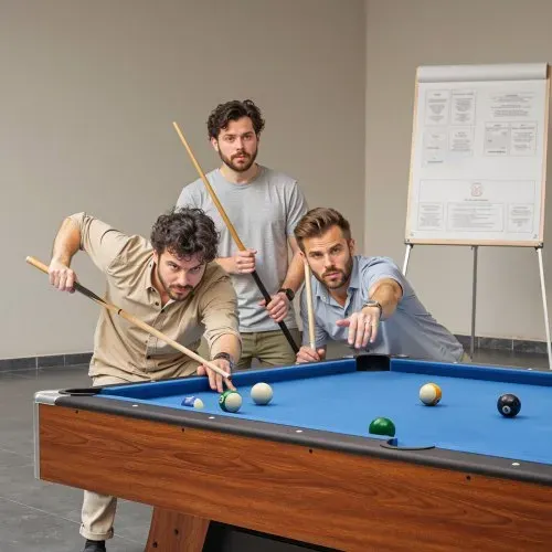 VEVOR Billardtisch 244 cm mit Holzoberfläche, moderner Spieltisch mit verstellbaren Füßen, komplettes Set inkl. Bällen/Queues/Ständer/Kreide/Bürste, für Spielzimmer Freizeiträume Blau – Bild 7