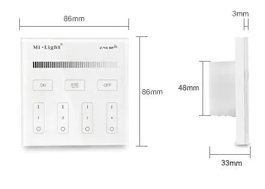MiBoxer T1 LED Fernbedienung Smart Panel single color 4-Zonen – Bild 2