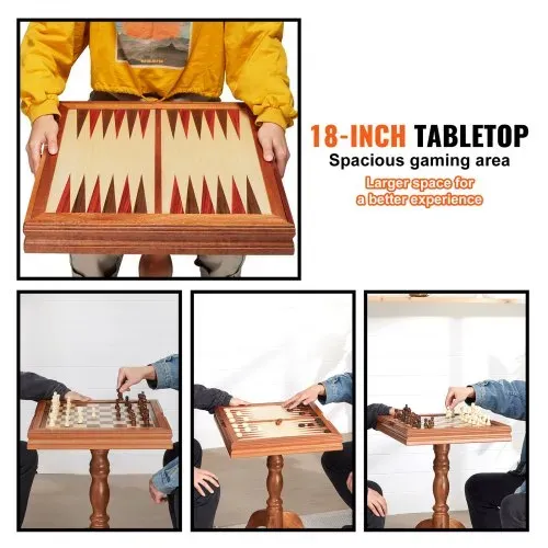 VEVOR Schachspiel aus Holz, 650 x 650 x 675 mm Schachspielset, Desktop Schachbrettspiele mit Schachfiguren, Schachset Set für Party Familie Aktivitäten, Reiseschach, Kinder, Chess Board – Bild 2