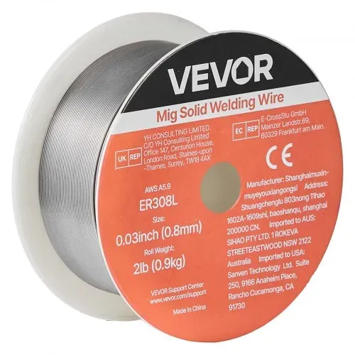 VEVOR MIG-Schweißdraht 0,8 mm, Schweißmassivdraht ER308L, Schutzgasdraht, 0,9 kg Edelstahl-Drahtrolle mit Hoher Zuführfähigkeit für Schutzgasschweißen in Allen Schweißpositionen, 1 Stk. – Bild 10