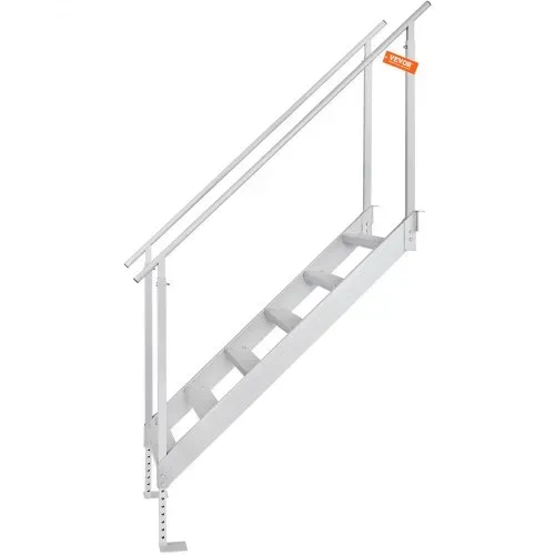 VEVOR 6-stufige Badeleiter mit zwei Handläufen Bootsleiter 800x1850x2092mm Poolleiter aus Aluminiumlegierung Treppenleiter 250kg Tragfähigkeit 10cm Pedale Ideal für Häfen Boot Schwimmbäder – Bild 10