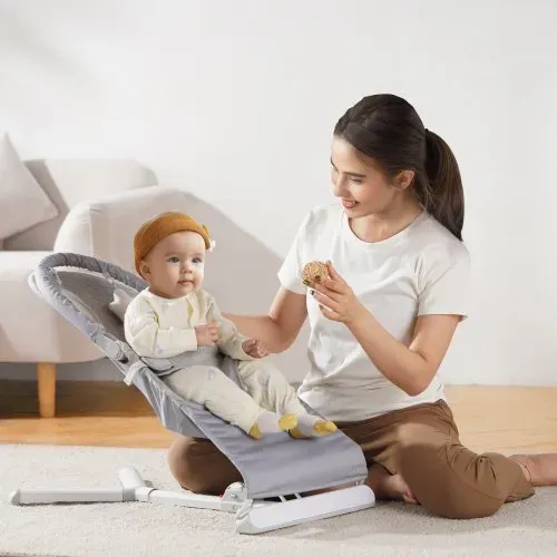 VEVOR Babywippe, klappbarer Wippensitz für Babys von 0–9 Monaten, Wippenstuhl mit 2 Liegewinkeln & drehbarem Spielzeugbügel, Babyschaukel mit Reisetasche für drinnen & draußen, 685x410x600mm – Bild 7