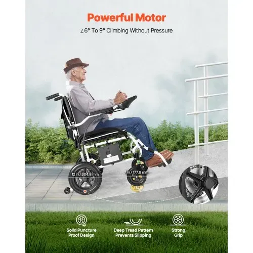 VEVOR Rollstuhl Elektrisch Faltbar, 19 km Reichweite, medizinischer Roller bis 100 kg Tragkraft, Elektrorollstuhl mit 30,5 cm Reifen, für Senioren und Behinderte, Leicht zu transportieren – Bild 4