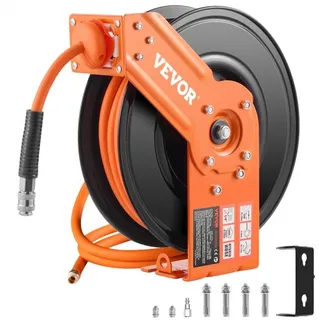 VEVOR Druckluftschlauch Schlauchtrommel, 9,52 mm x 15,24 m Hybrid-Luftschlauch, max. 300 PSI, Schlauchaufroller mit automatischem Aufrollen & Zuleitung, für Decken-/Wandmontage & 180° Schwenkhalterung VEVOR Druckluftschlauch Schlauchtrommel, 9,52 mm x 15,24 m Hybrid-Luftschlauch, max. 300 PSI, Schlauchaufroller mit automatischem Aufrollen & Zuleitung, für Decken-/Wandmontage & 180° Schwenkhalterung