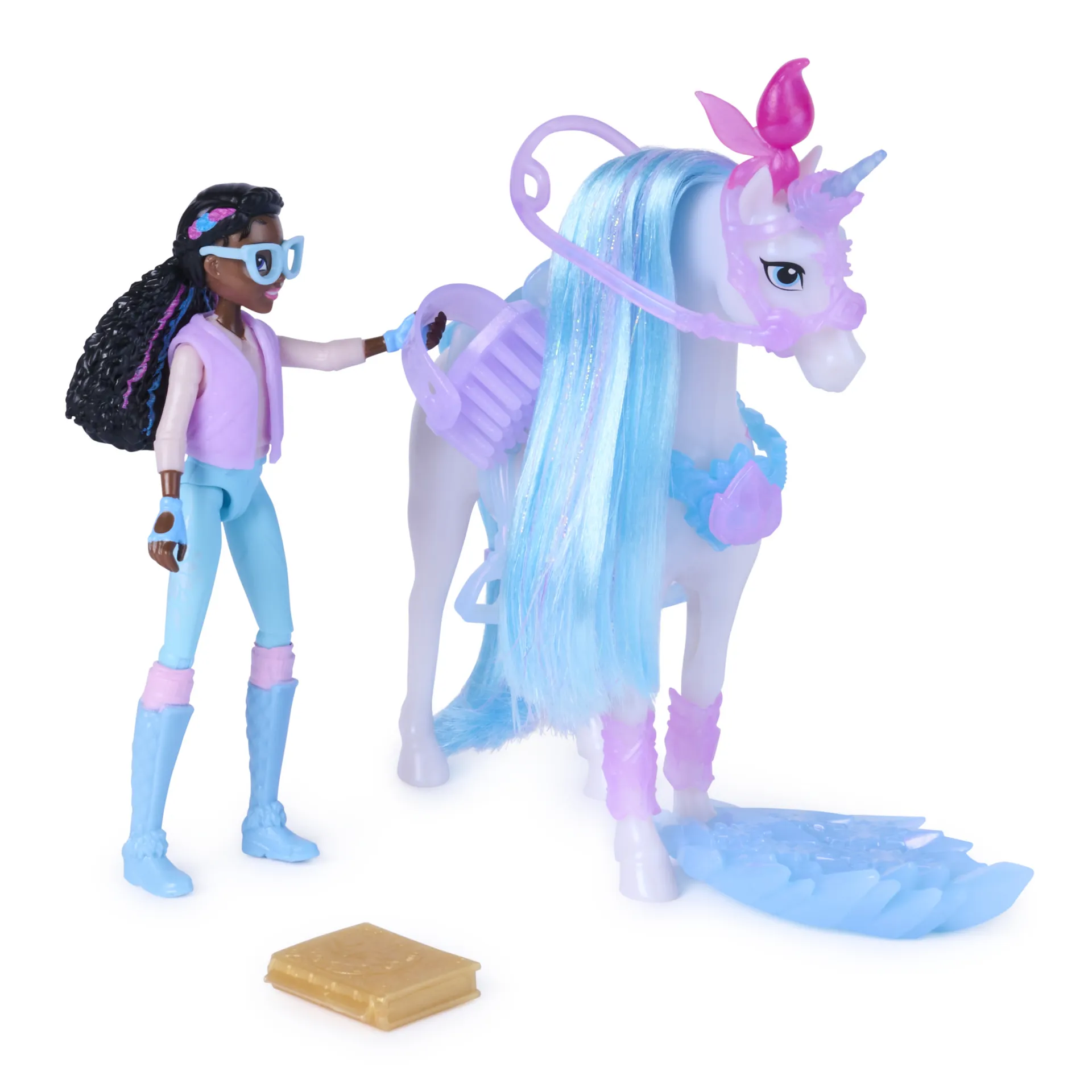 Unicorn Academy - Glacier’s Gemstone-Abenteuer mit Layla, ca. 12 cm Originalfiguren zur Netflix Serie mit 13 Zubehörteilen im Eis-Magie Design, für fantasievolles Rollespiel – Bild 3