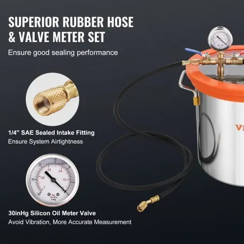 VEVOR Vakuumpumpe mit 11L Vakuumkammer 100L/min Unterdruckpumpe 150W AC 220V/50Hz 1440U/min 5pa 250ml-Ölkapazität HVAC-Vakuumgeräte Kühlvakuumpumpe für Holzstabilisierung Harzentgasung – Bild 4
