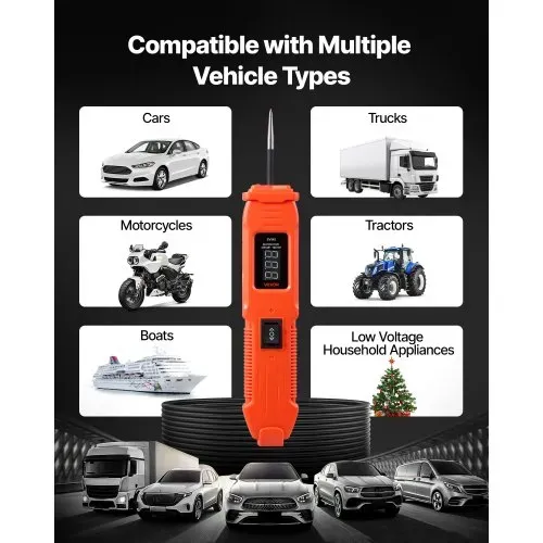 VEVOR Kfz Stromkreistester Elektroprüfer mit Stromkreissonde & LED-Bildschirm & Beleuchtung, 6–36 DCV Spannungsprüfer mit 4 m Kabel & ABS-Gehäuse, elektrischer Detektorfinder Stromkreisprüfer – Bild 2