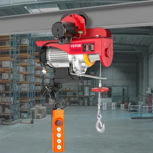 VEVOR Elektrischer Kettenzug, 1300 W Elektrischer Flaschenzug, 800 kg Kapazität des Doppelkabels Hebezug Kettenaufzug aus Stahl, Nennlast 1 T Seilhebezug mit Wagen, Kettenzug Seilwinde für Fabriken – Bild 7