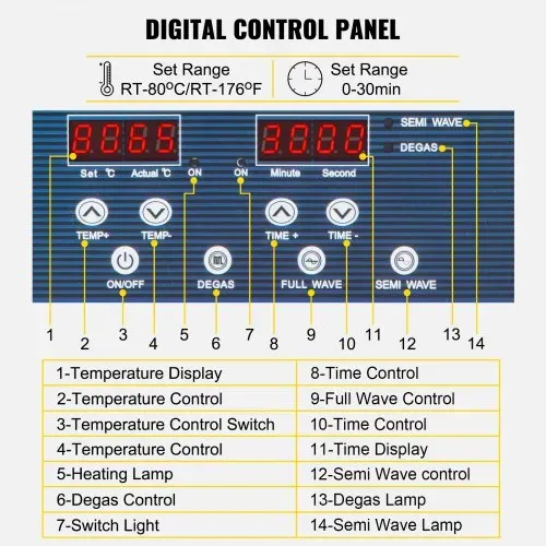 VEVOR Ultraschallreiniger 10L, Ultraschall Reinigungsgerät 260W , Zweifrequenz-Ultraschallreiniger, Schmuckreiniger Ultraschall Ultraschallreiniger Ultraschallreinigungsgerät Brille mit LED-Bildschirm – Bild 4
