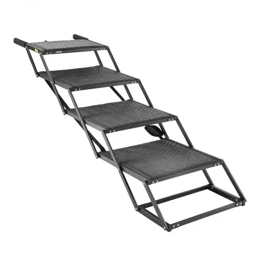 VEVOR Hundetreppe Auto Klappbar 4-Stufig, Extra Breite Hunderampe für Große Hunde mit Rutschfester Oberfläche, Tragbare Einstiegshilfe für Auto, SUV, LKW, Hochbett, Sofa, Tragkraft bis 113 kg – Bild 8