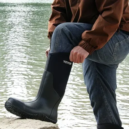 VEVOR Gummistiefel mit Stahlkappe für Herren, Schutzschuhe, wasserdichte Regen-Angelstiefel, rutschfeste Arbeitsschuhe für den Außenbereich, für Fertigung, Bau, Landwirtschaft, Größe 12 US – Bild 7