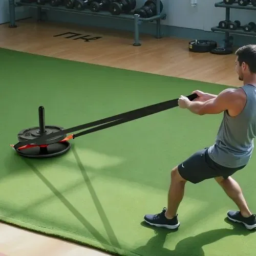 VEVOR Gewichtsschlitten Kraftschlitten Krafttrainingsschlitten zur Verbesserung der Geschwindigkeit bei sportlichen Übungen, Fitnessgerät mit Gurt, für 51 mm Gewichtsscheiben Orange & Schwarz – Bild 7