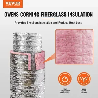 VEVOR Aluflexschlauch 7620mm lang Lüftungsschlauch Φ130mm Alu Flexrohr Luftkanal R-6 Thermischer Widerstandswert 25mm Rohrstärke Alurohr Schlauch Owens Corning-Isolierwatte Luftleitungen VEVOR Aluflexschlauch 7620mm lang Lüftungsschlauch Φ130mm Alu Flexrohr Luftkanal R-6 Thermischer Widerstandswert 25mm Rohrstärke Alurohr Schlauch Owens Corning-Isolierwatte Luftleitungen