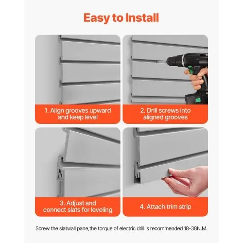 VEVOR Werkzeugwand 1230x1235x20mm, PVC-Garagen-Lamellenwand, grauer Wand-Organizer 136 kg pro Platte, Lamellenwandpaneel mit Kupplungsstruktur & DIY-Zuschnitt, geeignet für Lagerung & Präsentation – Bild 5