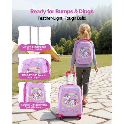 VEVOR 2 tlg. Kinderkoffer Set, 457,2 mm, Hartschalenkoffer mit Rollen & Rucksack, Kindertrolley, Kids Suitcase, perfekte Geschenke für Jungen und Mädchen, praktisch für Reisen & Fliegen (Einhorn) – Bild 5