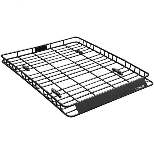 VEVOR Dachträgerkorb 1630 x 1270 x 105 mm mit zwei 90 x 100 cm Gepäcknetzen, Geeignet für Gepäck Sport- und Campingausrüstung, mit 4 U-Bügeln und Abgeschrägter Frontplatte, Legierter Stahl, Schwarz – Bild 8
